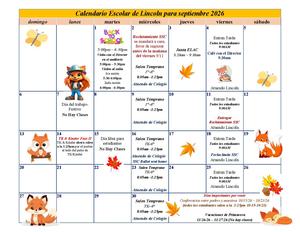 Lincoln Elementary September Calendar