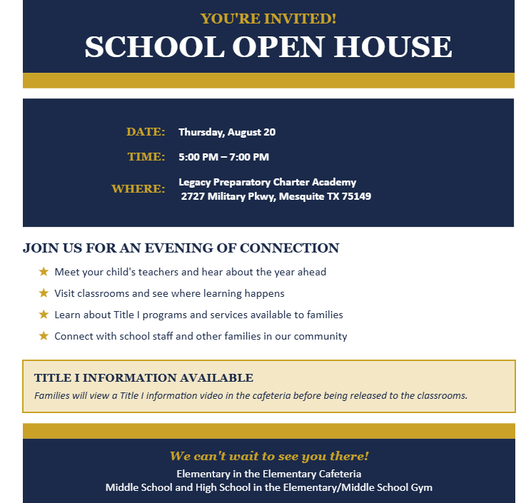 School Open House 26/27 English