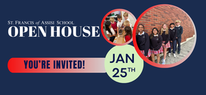 Open House words on blue background