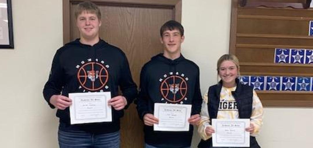 Congratulations!  Academic All-State Boys' Basketball: Garret Feldhaus, Caden Schwader, Halle Schulz