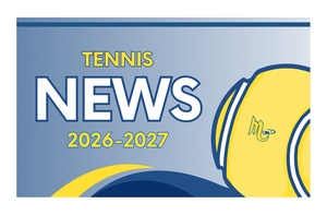 Tennis news blue and gold with a tennis ball