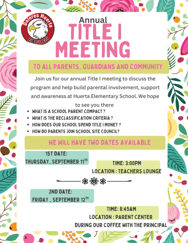 ANNUAL TITLE 1 PARENT MEETING