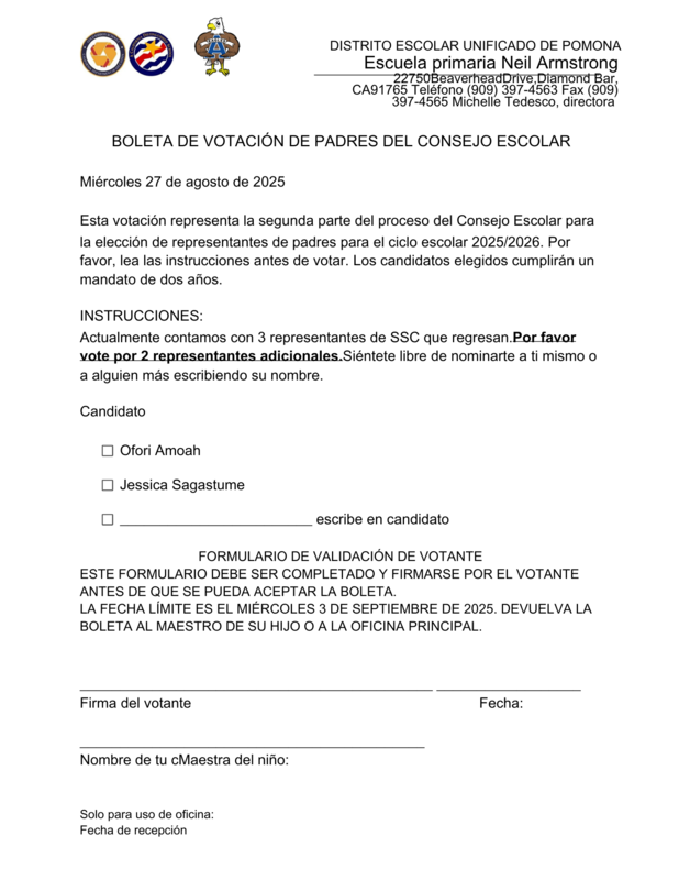 SSC Ballot Spanish