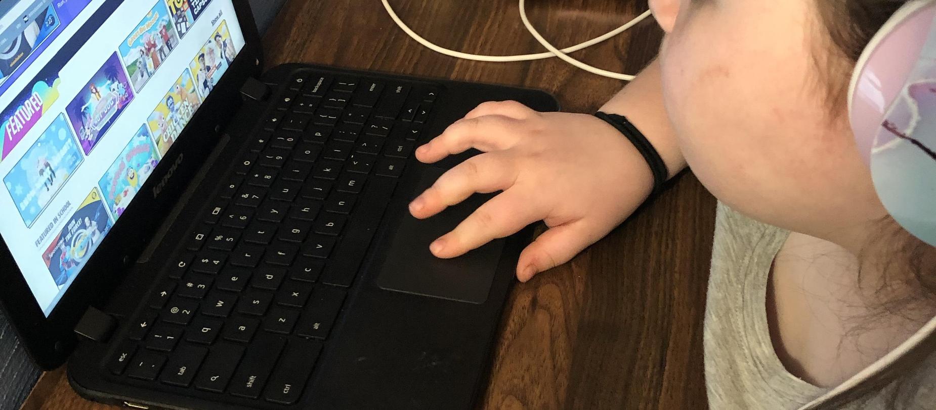 student working on computer