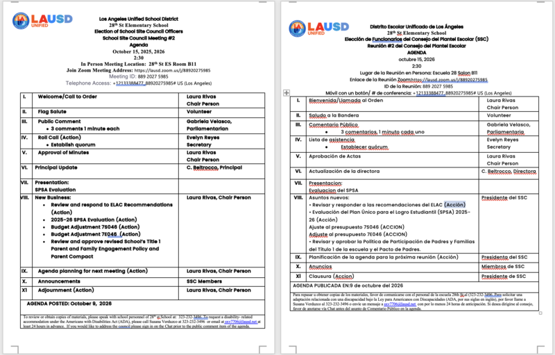 SSC Agenda