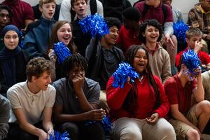 Cheering at the pep rally
