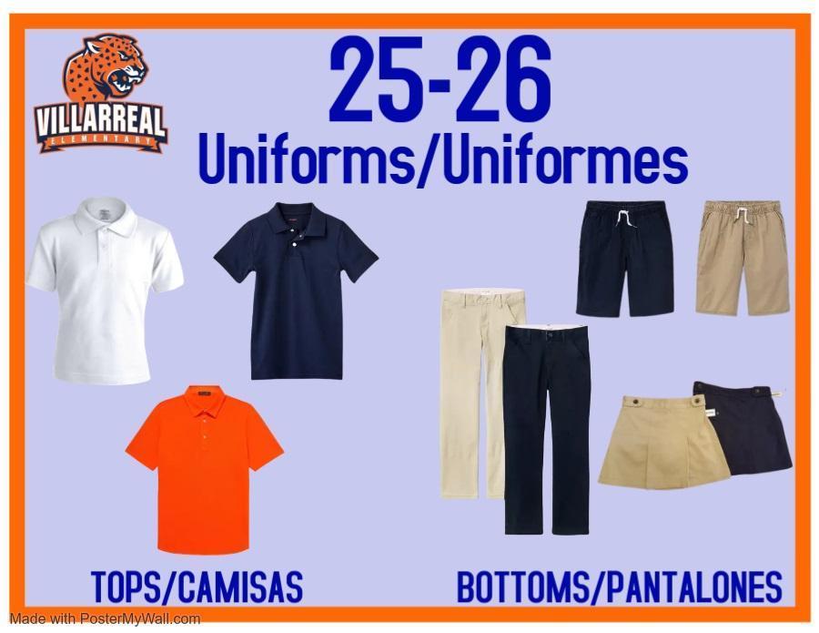 Student uniforms 2025-2026 school year