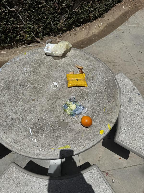 trash on table