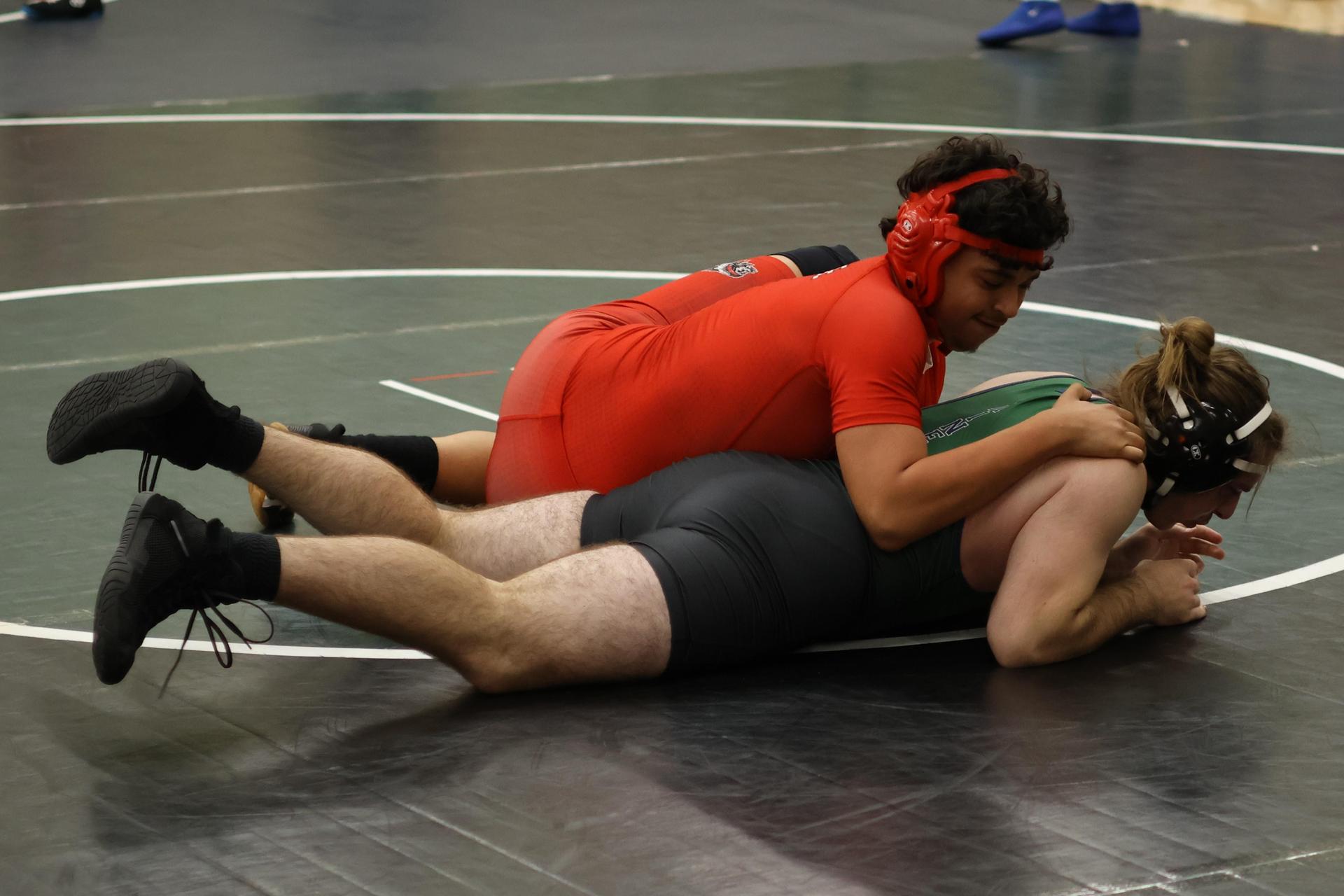 Boys wrestling in the Liberty Duals event 164