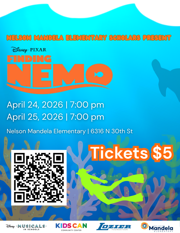 Blue and orange flyer for Finding Nemo