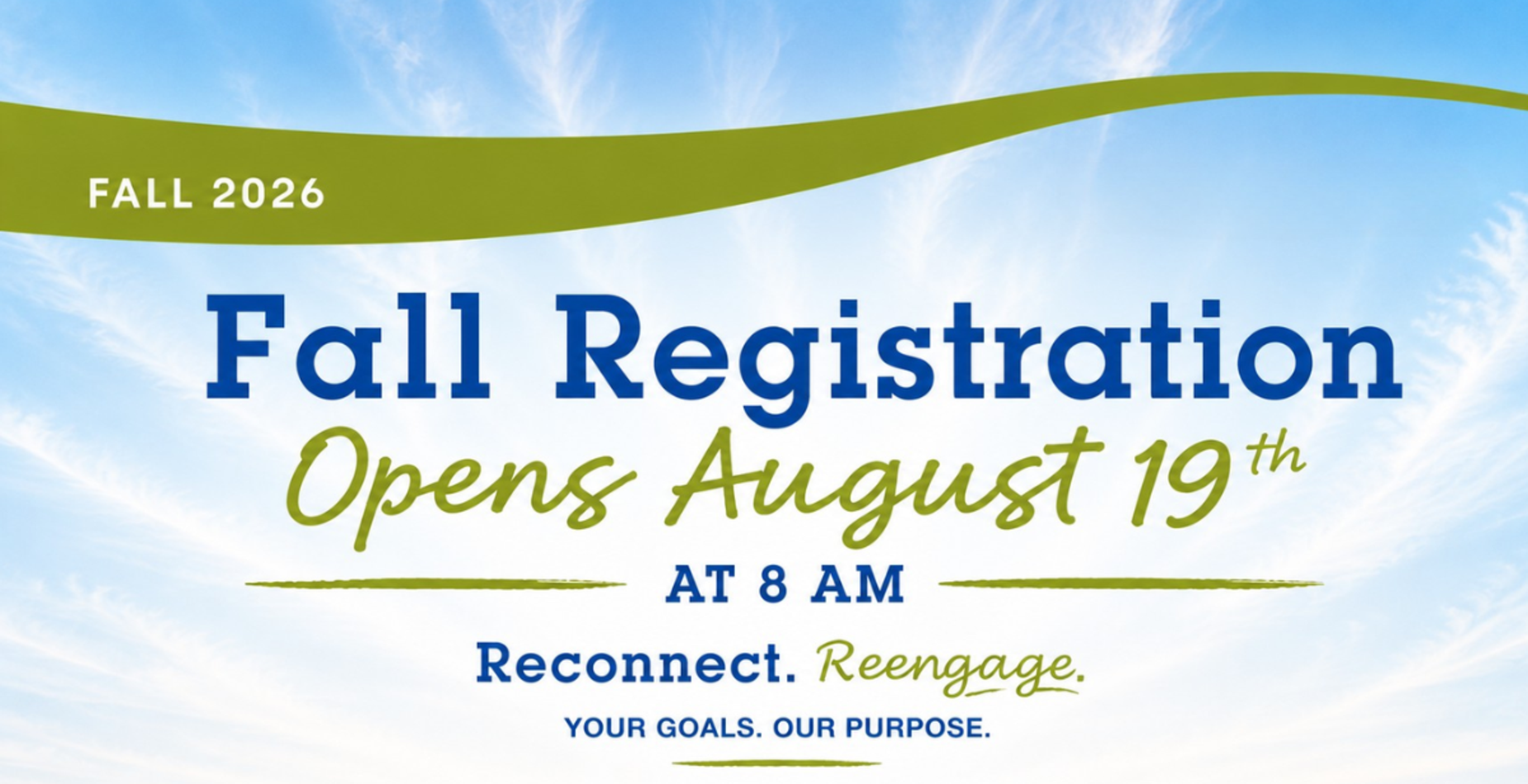 Fall Registration Opens Aug 19th at 8:00am