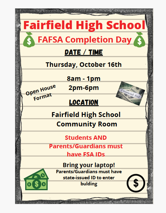 FAFSA Completion Day flyer with information to participate.