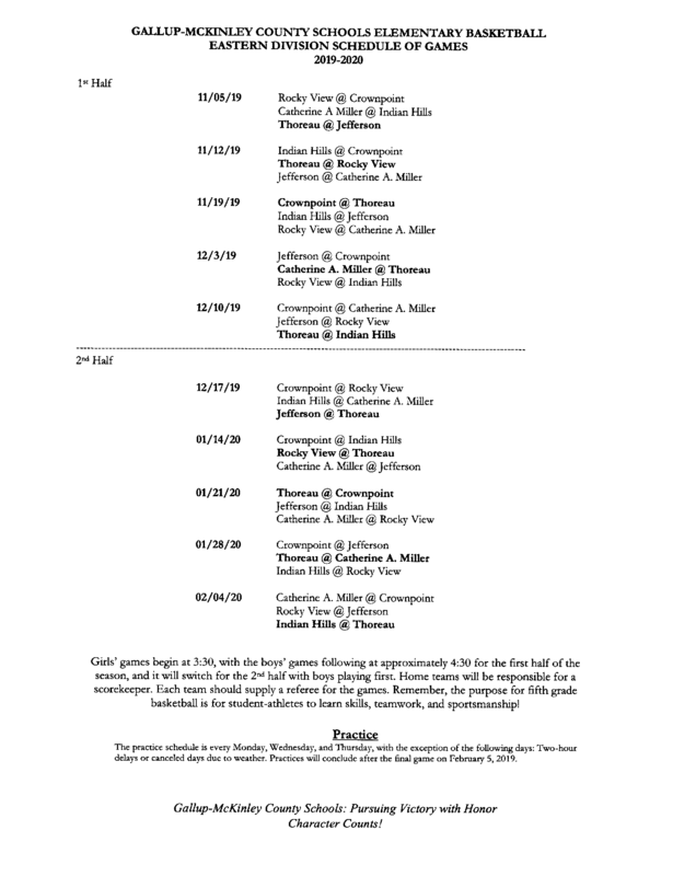Thoreau Elementary Basketball Schedule Featured Photo
