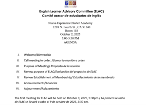 ELAC Agenda