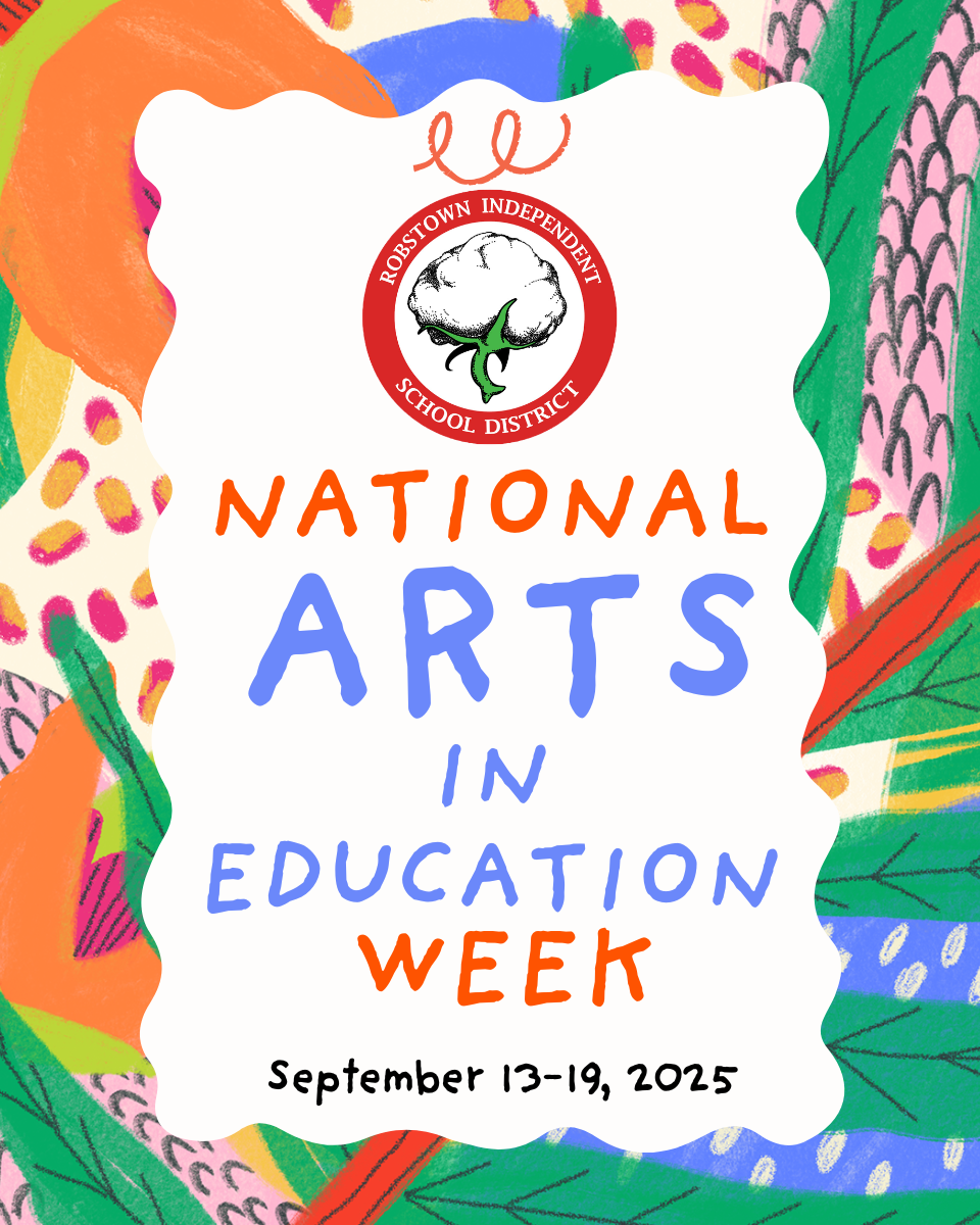 Colorful poster for National Arts in Education Week, featuring vibrant patterns and text.