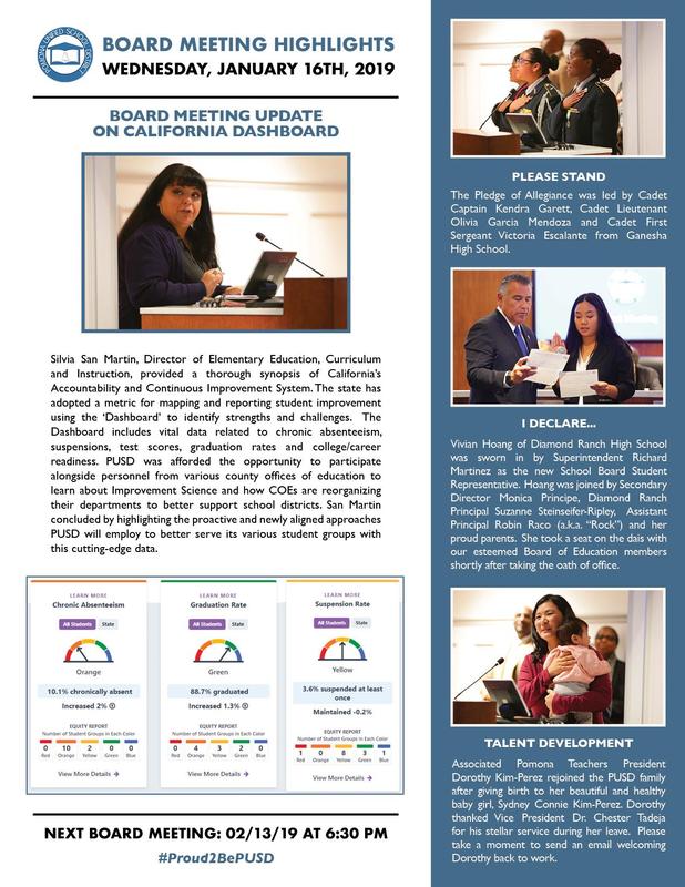 Board Meeting Highlights: Wednesday, January 16th, 2019