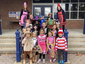 students dressed for halloween