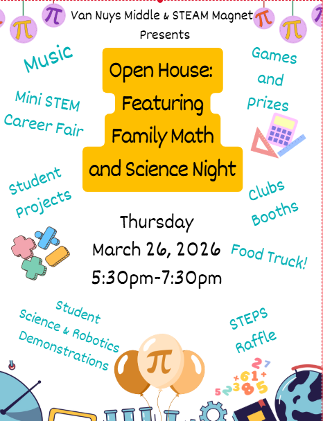 Van Nuys Middle School Open House: Family Math and Science Night