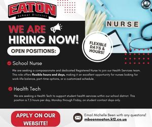 Health Tech/School Nurse Hiring Graphic