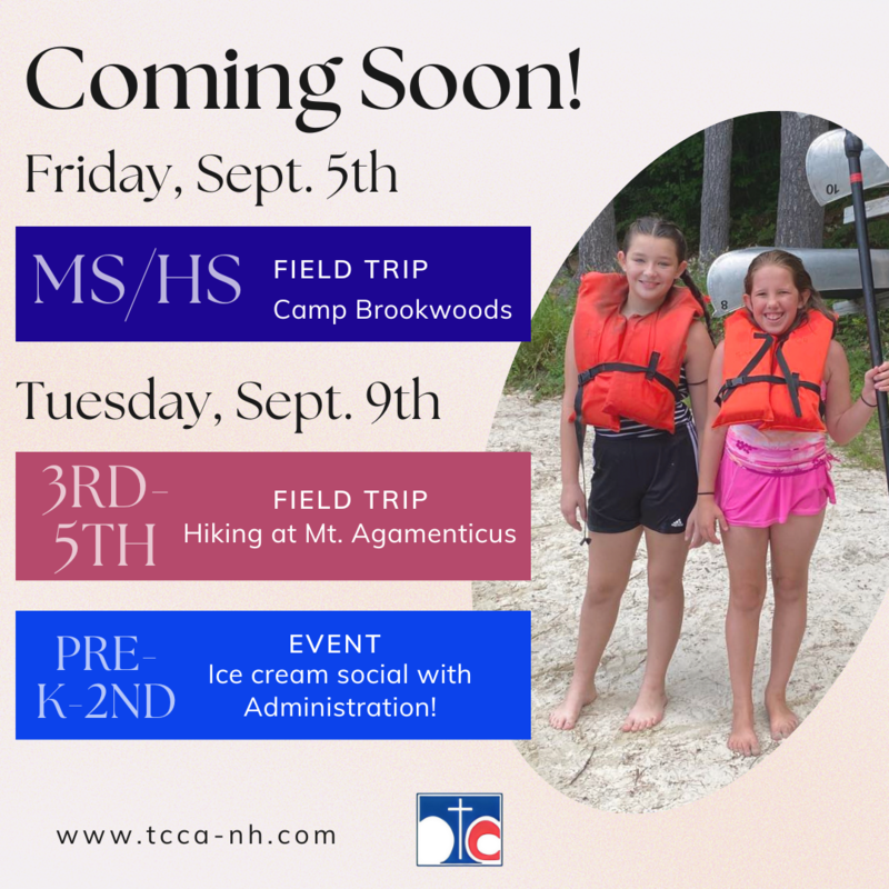 Image shows two girls with life vests on and text that states events on September 5th and September 9th