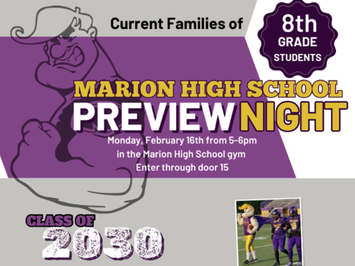 promo graphic - MHS 8th Grade Preview Night 2026
