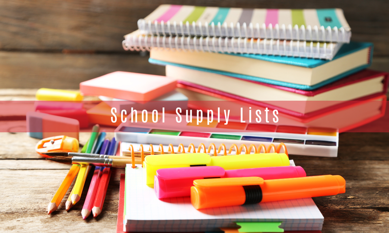 Stack of bright colored school supplies