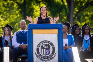 Lyndsay Tkach speaks at commencement
