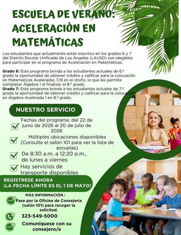 Aceleración en Matemáticas de la Escuela de Verano del LAUSD