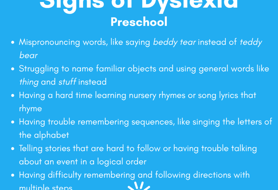 Signs of Dyslexia - Preschool