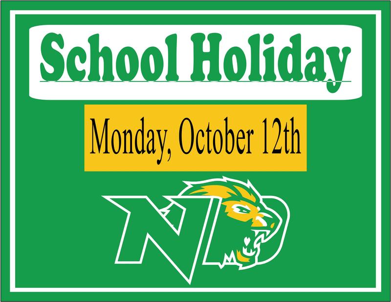 School Holiday Monday, October 12th