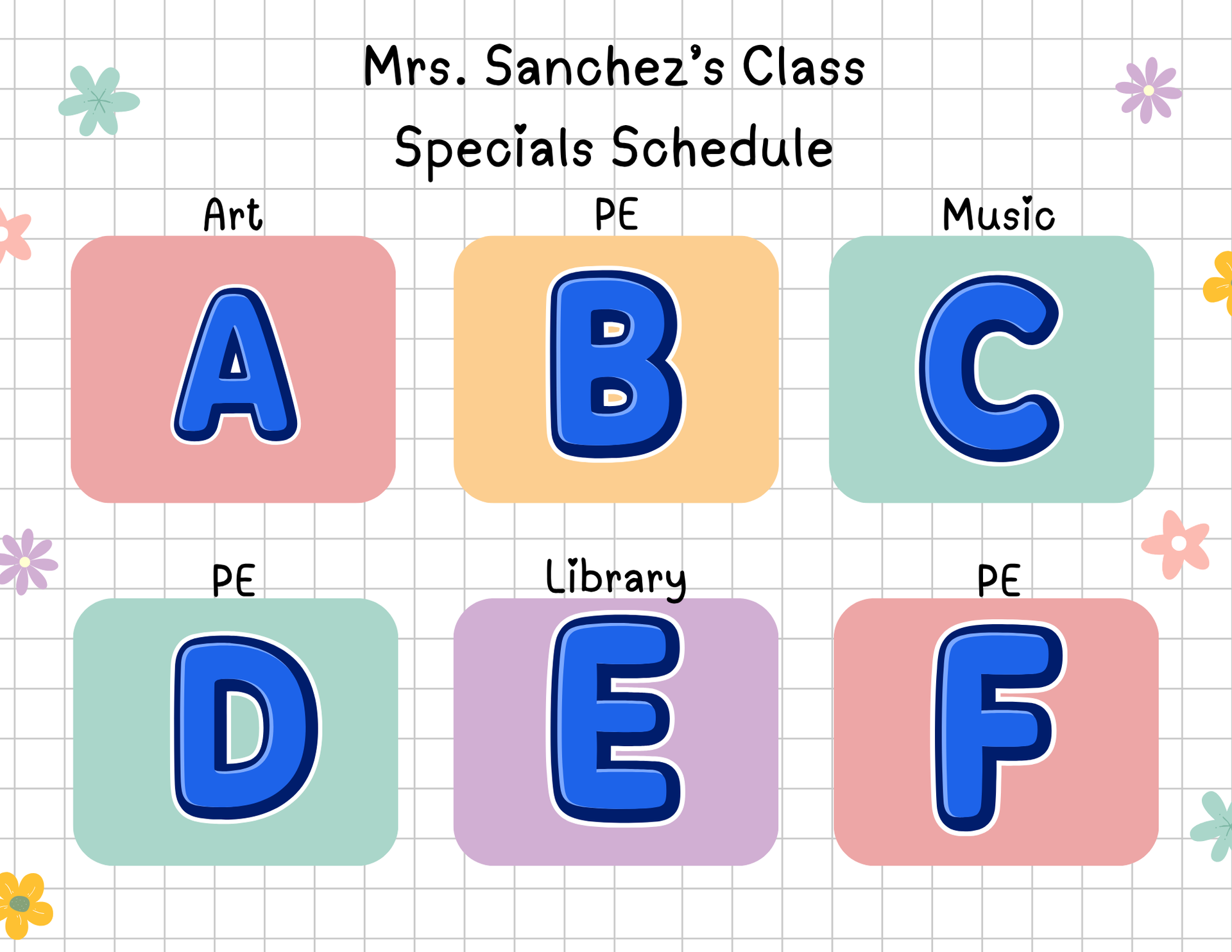 Specials Schedule