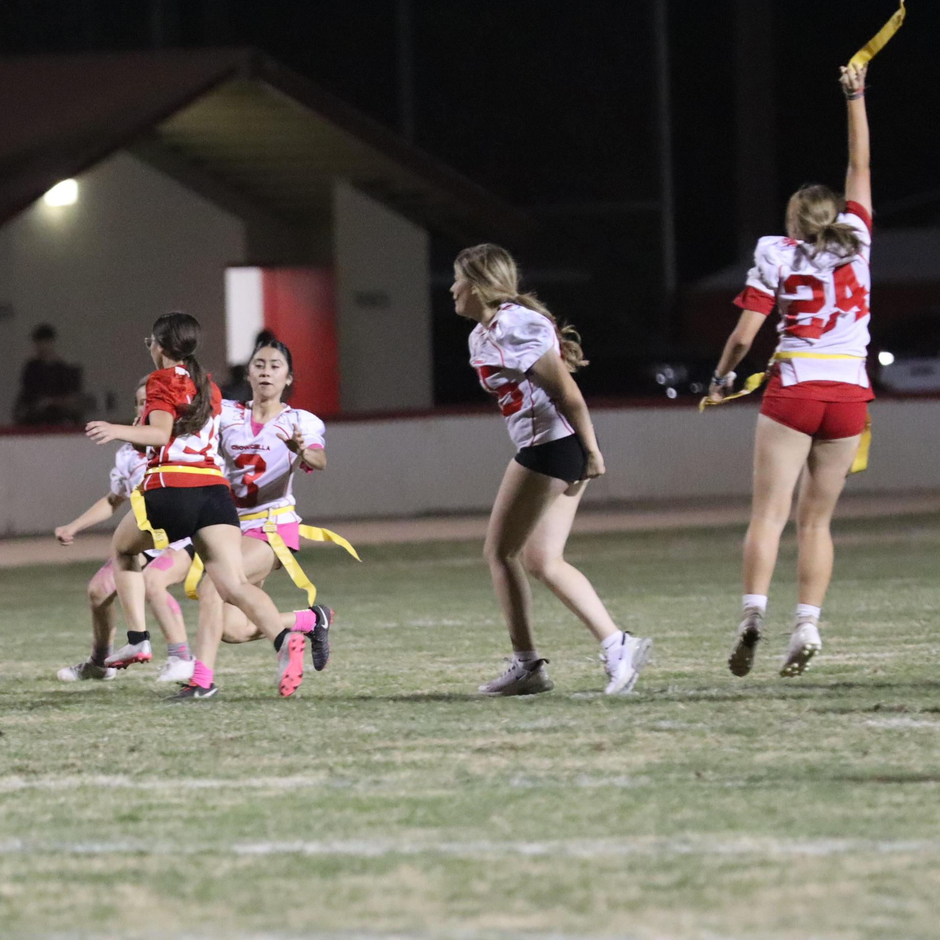 girls playing flag football