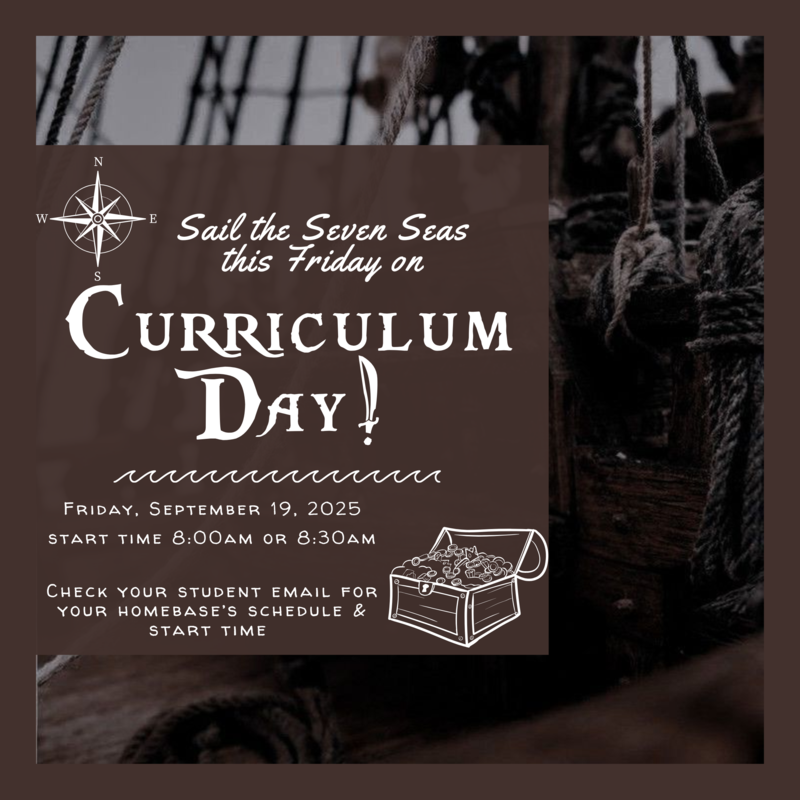 Curriculum Day is THIS FRIDAY, September 19th