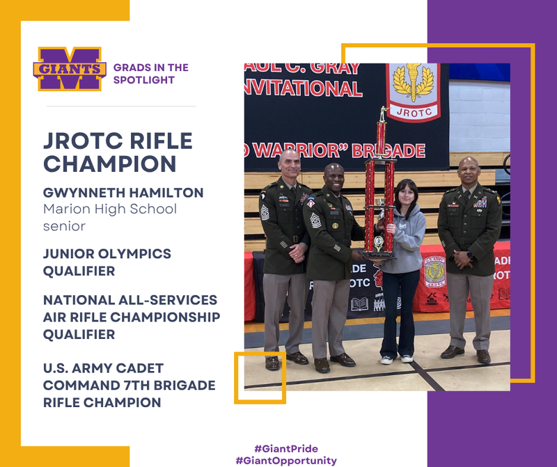 promo graphic - MHS JROTC Cadet Gwynneth Hamilton awards overview