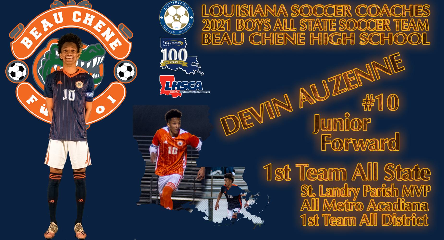 LHSSA - Devin Auzenne - Boys All State Soccer Team