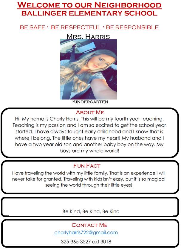 Home Kindergarten Ballinger Elementary