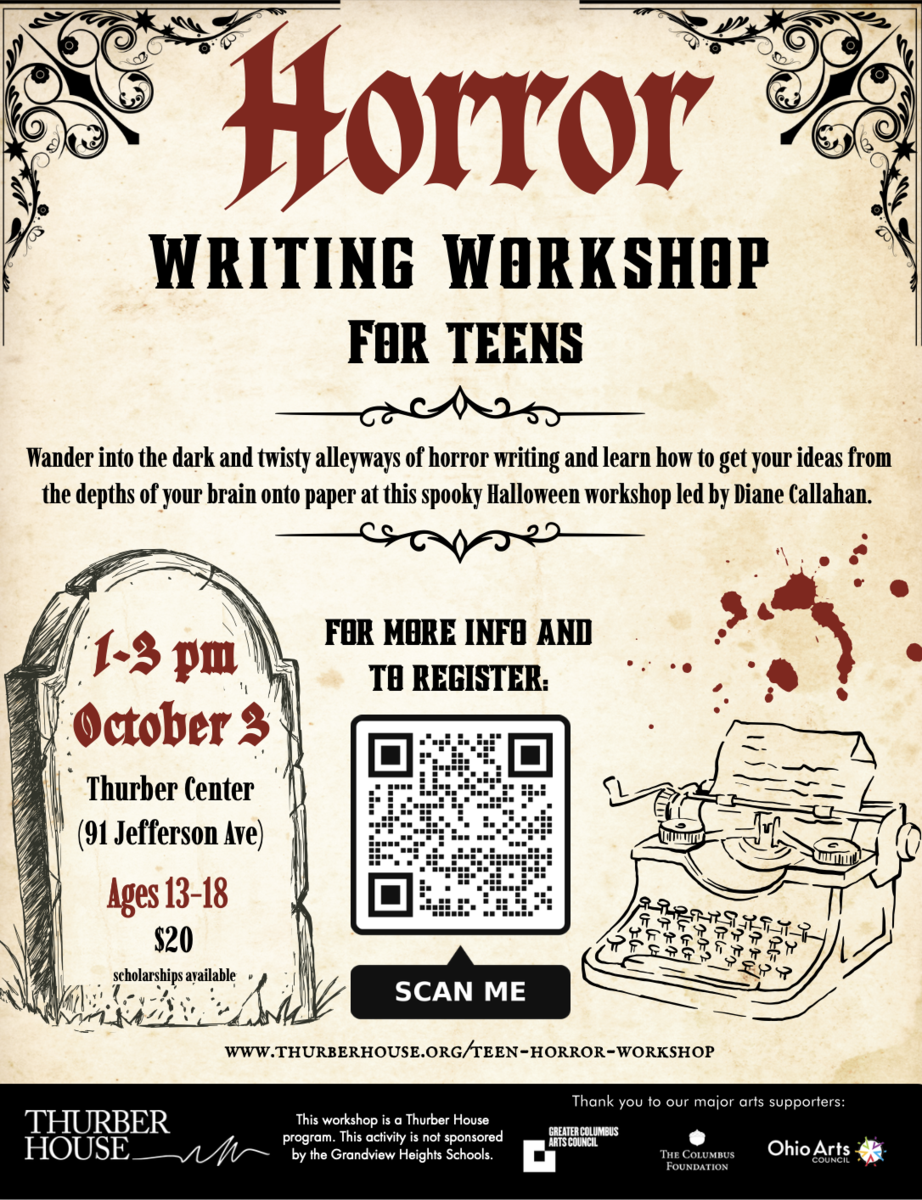 Flyer for Horror writing workshop