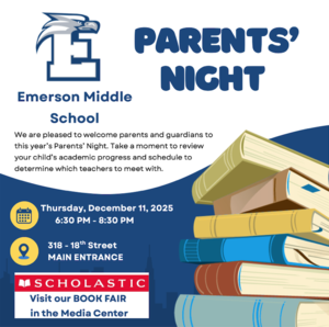 Emerson Middle School Parent's Night Notice