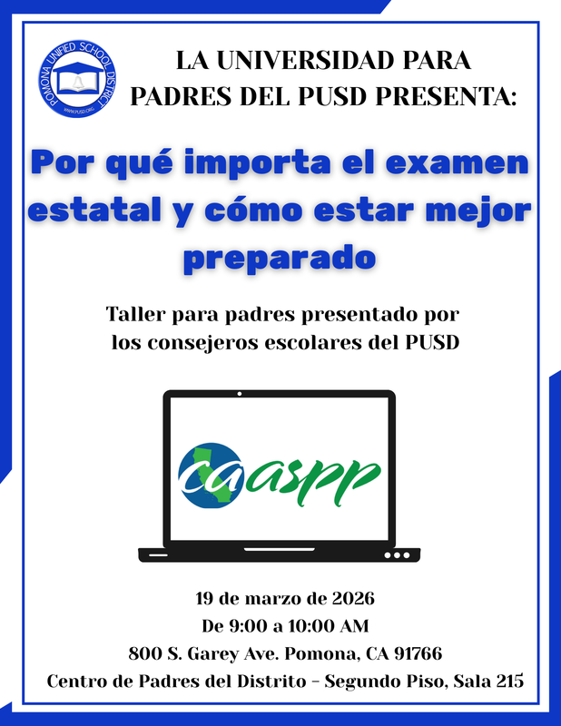 Parent Workshop: Why State Testing Matters & How to be Best Prepared- Spanish Text