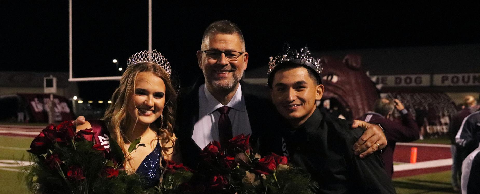 Homecoming King and Queen with Mr. Quinn