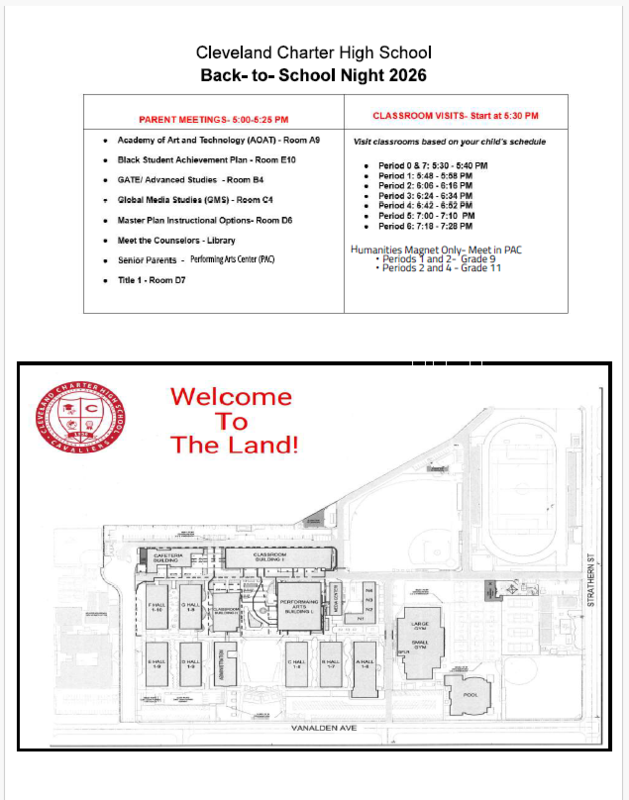 Back To School Night Schedule, Map & Room List Featured Photo