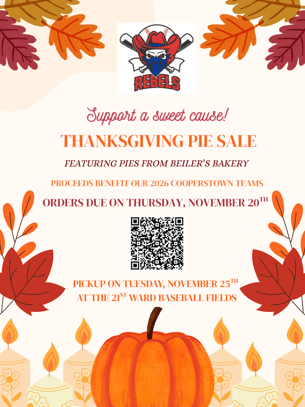 Looking for your pie fix, and a great way to support local baseball? Featured Photo