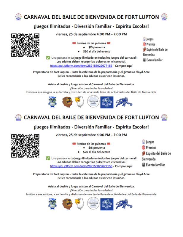 Homecoming Week Carnival Flyer with Activity Information