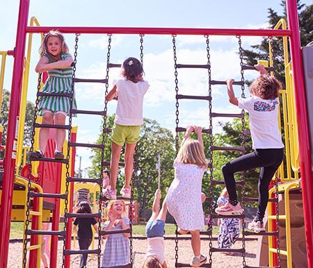 James River Day School students playing on one of our two playgrounds.