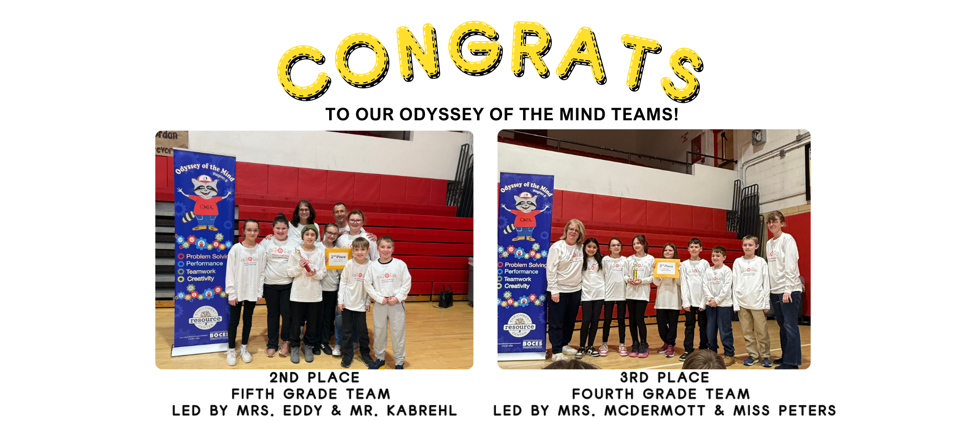 Congratulations Odyssey of the mind teams!
