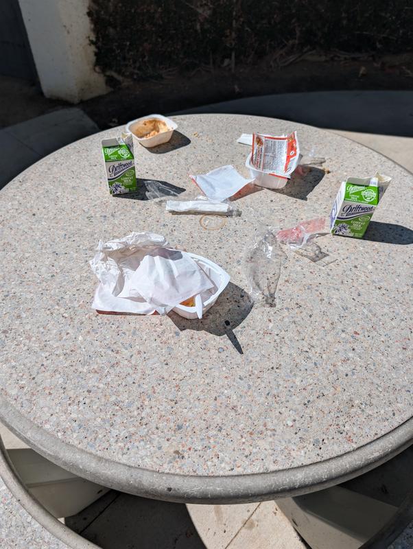 Trash left on table