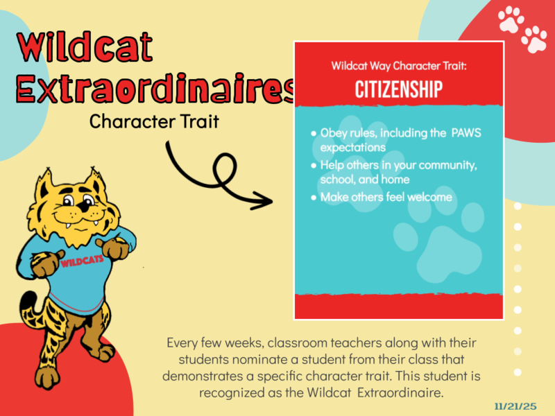 Yellow background with white, red and blue splashes of color announcing Parkway citizenship students