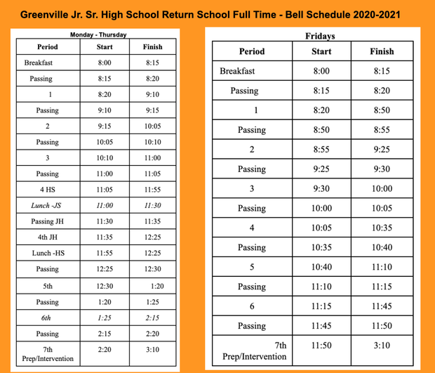 GHS bell schedule