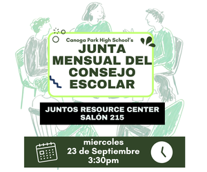 School Site Council Meeting announcement Spanish