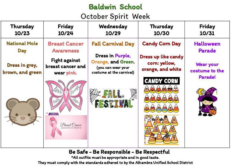 SPIRIT WEEK October 23 - 31st